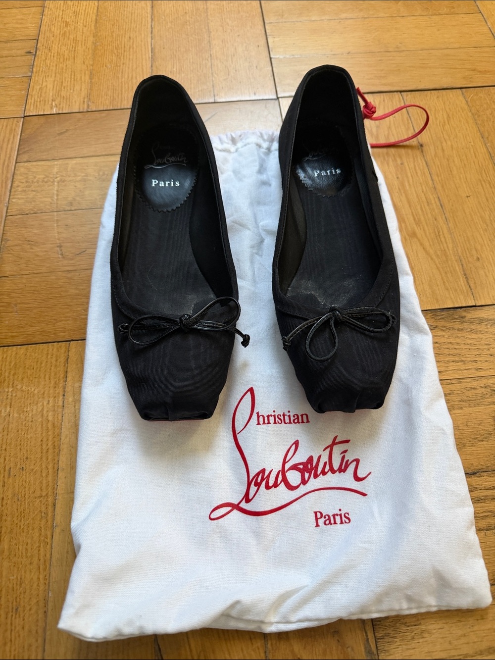 Christian Louboutin Black Bow Ballet Flats 37 7